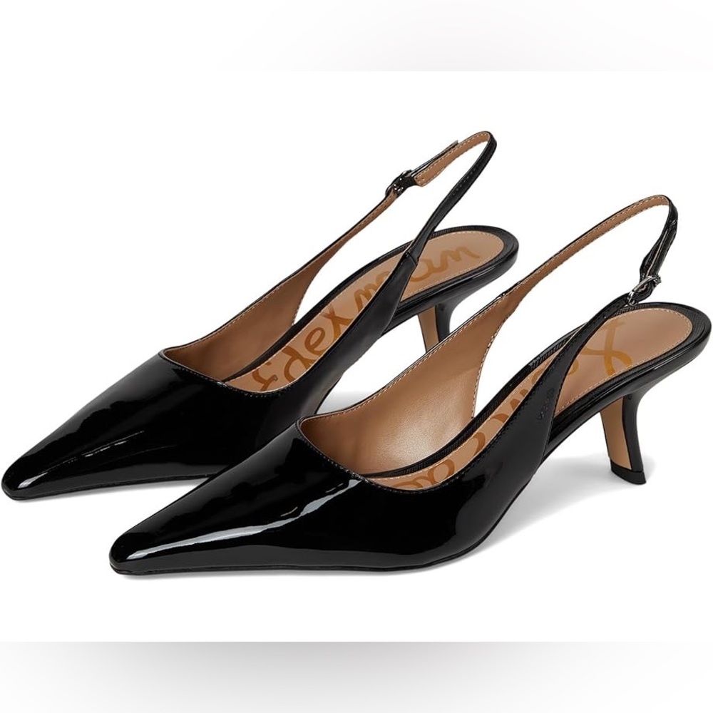 Sen Edelman Bianka Slingback Heels - Black Patent Leather